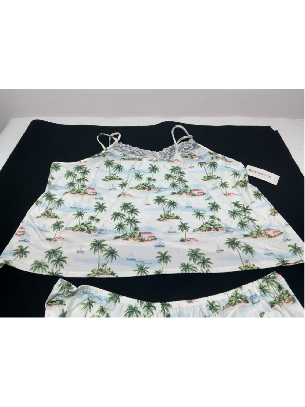 Joyspun Dreamy Soft Womens Plus 3X Tropical Cami & Shorts Pajama Set Lace - Picture 3 of 10
